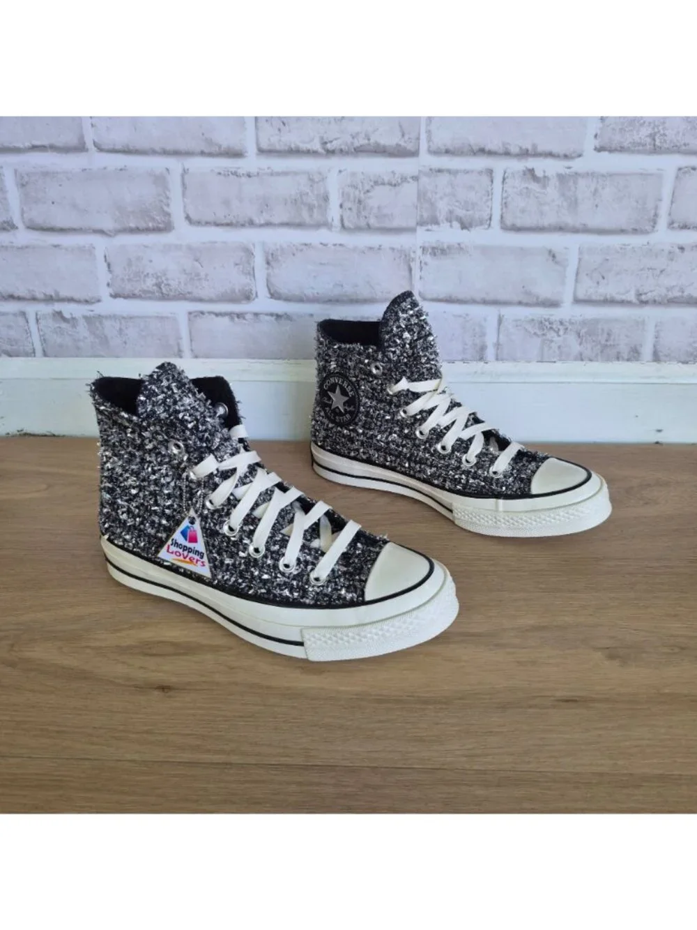 ⭐Converse Chuck 70 Hi Metallic Tweed Sz 7.5 Women's shoes Sneakers Black A14442C